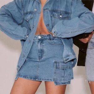 BRAND NEW WITH TAGS Maberley Denim Mini Skirt Mid Wash